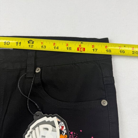 Looney Tunes Men's Stretch Black Jeans Cartoon's Graphic Bling Bunny Size 36 NWT - Picture 8 of 11